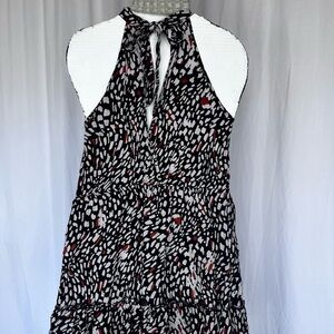 SHEIN Black and White Halter Tie Front Mini Dress